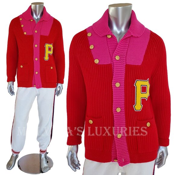 GUCCI MENS SWEATER X MLB PIRATES WOOL CARDIGAN w LOGO DETAILS - Picture 4 of 16